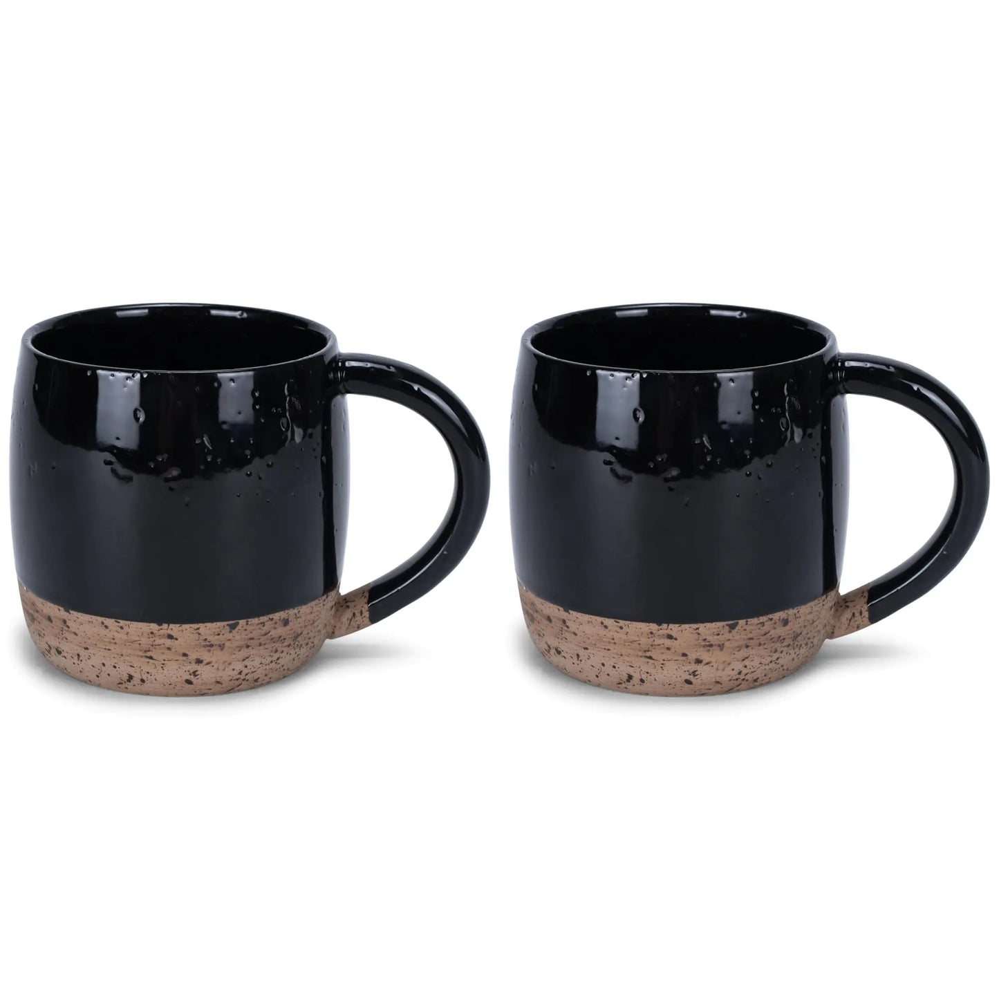 Elanze Designs Speckled Raw Bottom 17 ounce Ceramic Mugs Pack of 2 Black