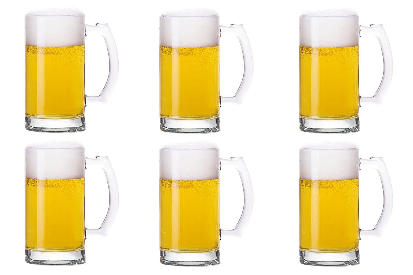 TUSAPAM Heavy Beer Mugs Set 16oz Glass Mugs With Handle Beer Glasses For Freezer 500ml Beer Drinking Glasses Traditional Stein For Bar Alcohol BeveragesCoffee Teas Set of 6