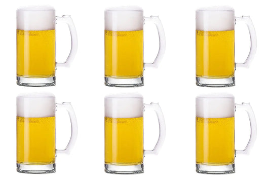 TUSAPAM Heavy Beer Mugs Set 16oz Glass Mugs With Handle Beer Glasses For Freezer 500ml Beer Drinking Glasses Traditional Stein For Bar Alcohol BeveragesCoffee Teas Set of 6