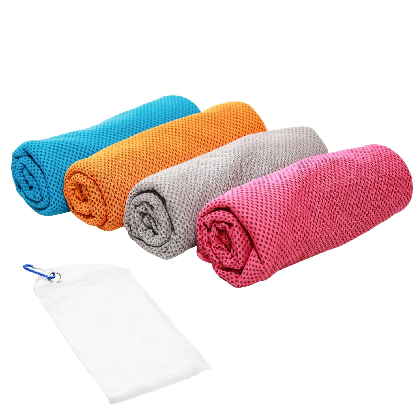 Lilaly 4 pcs Cooling Towels Cooling Towels for Sports Sports Towels for Sweat Workout Towel Outdoor Cooling Towels(39.4" x 11.8" Rose Red Light Grey Light Blue Orange)