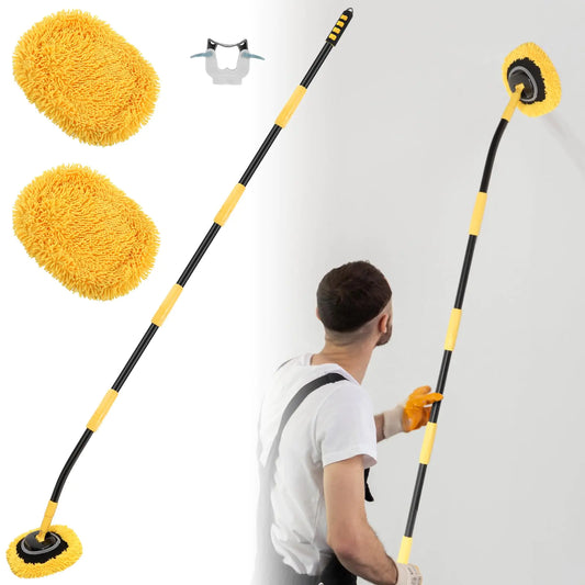 Wall Cleaner Mop73”Wall Mop Cleaner with Long HandleCeiling Dust Mop with 15° Bent Labor-Saving Elbow Extension Pole for Cleaning Walls Window Ceiling Floor Car High Cabinet