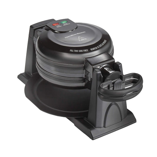 Hamilton Beach 26201 Belgian Waffle Maker with Removable Nonstick Plates Double Flip Makes 2 at Once Black