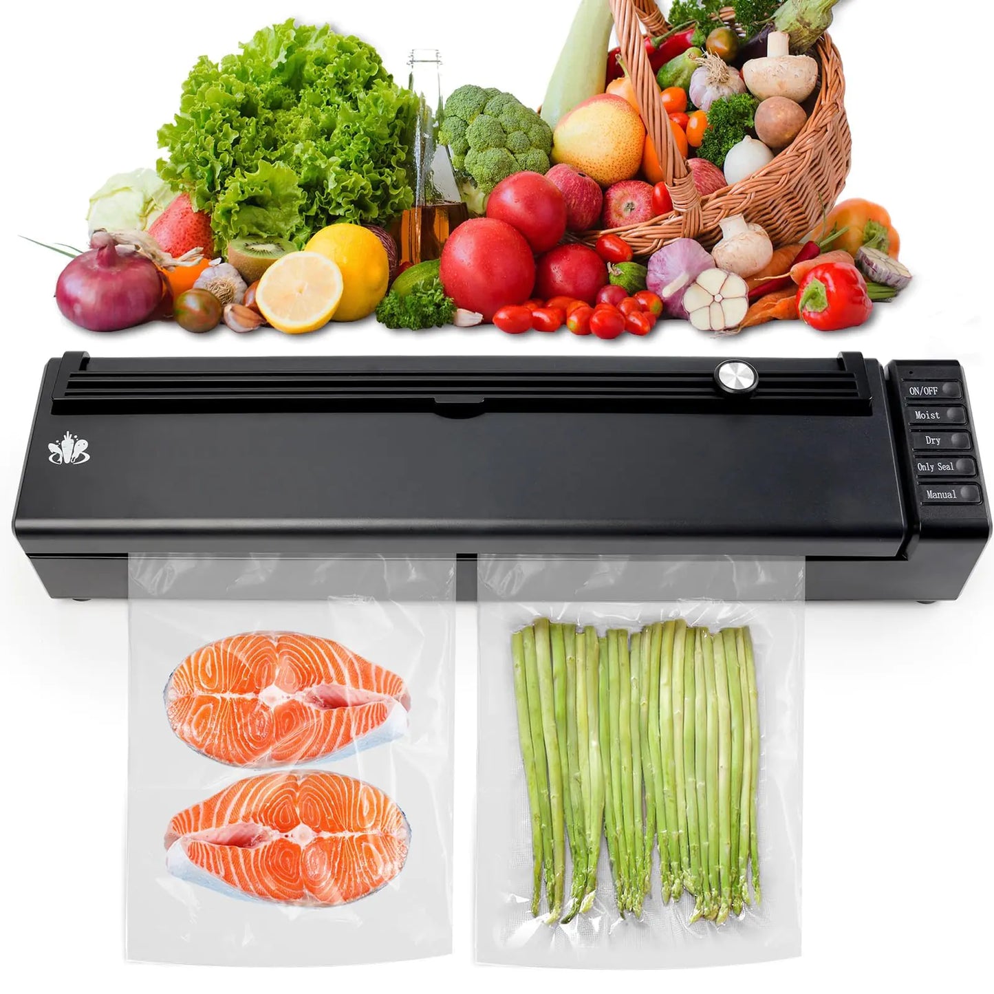 Etunsia Vacuum Sealer Machine Cordless Rechargeable Vacuum Sealer for Dry/Moist Food Storage to Extend Fresh With 1 Air Hose for Containers and Mason Jars With Bag Cutter and 10 Vacuum Sealer Bags