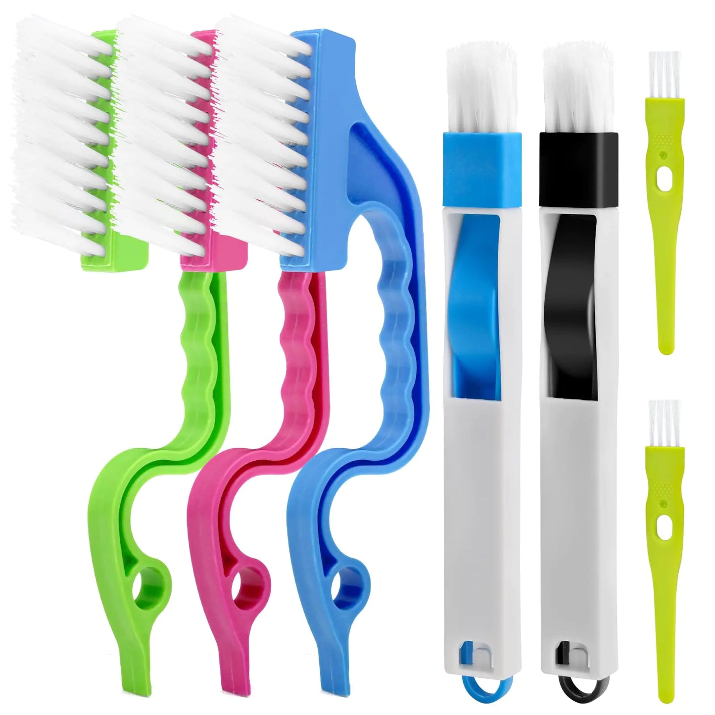 Eduftis 7Pcs Gap Cleaning Brush Multifunctional Window Track Cleaning Tools and Window Groove Cleaning Brush Home Kitchen Bathroom Window Faucets Easy to Use Cleaner Supplies Tool