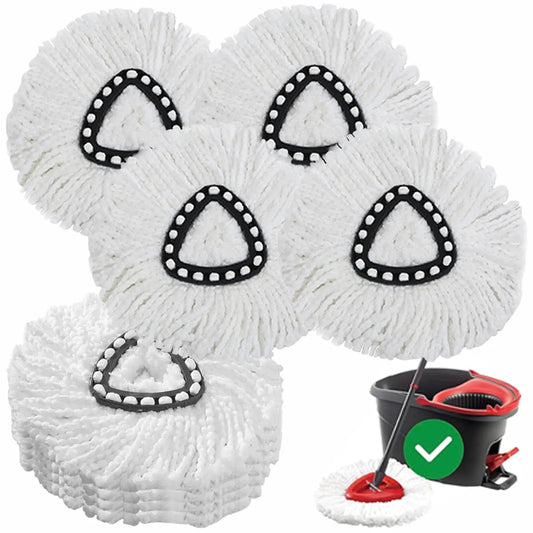 Spin Mop Replacement Heads Wet and Dry Microfiber Spin Mop Refills Head 360° Rotatable Mop Heads Replacements Machine Washable Easy to Replace Triangle Spin Mop Replacement 8 Count (Pack of 1)