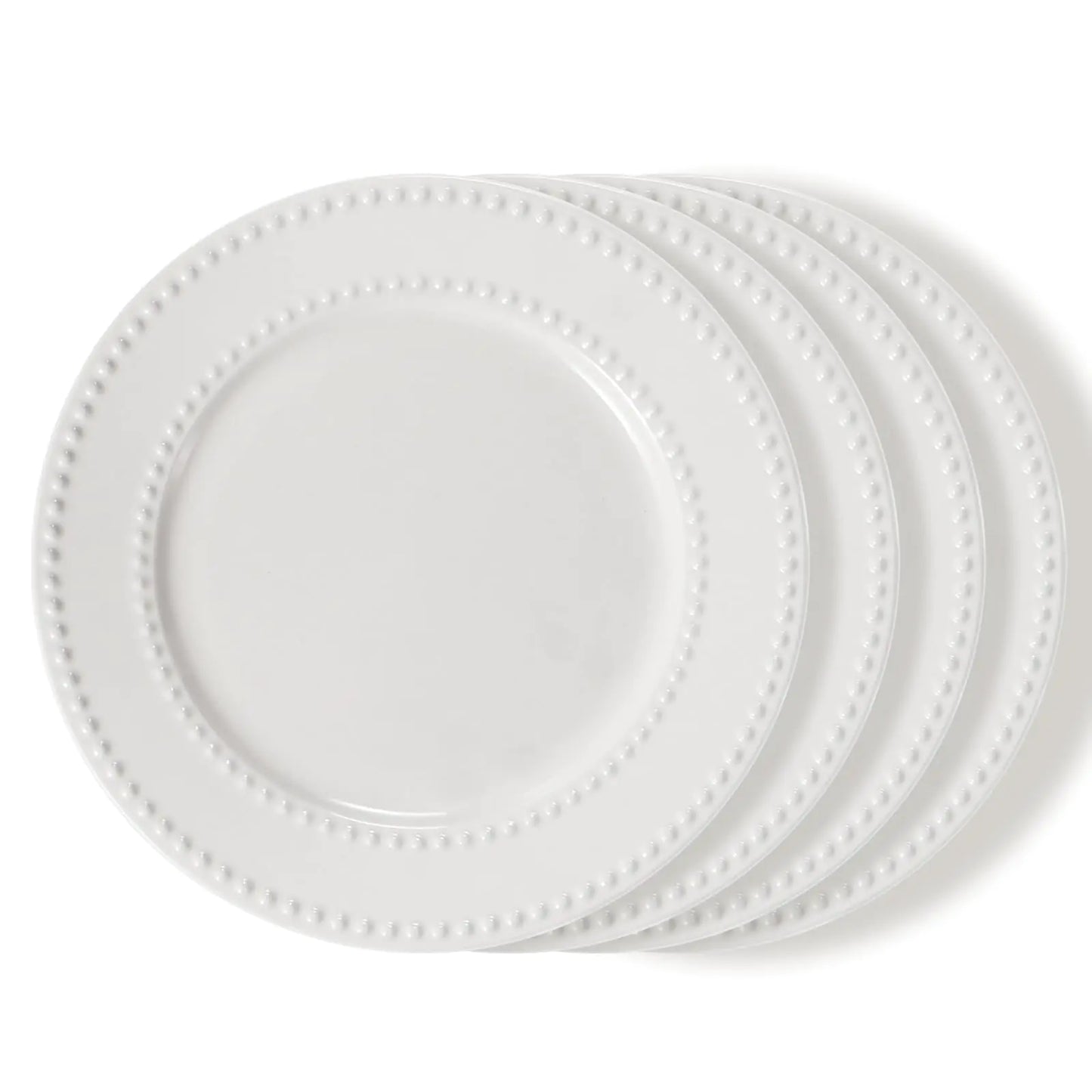 Wareland Embossed Salad Plates Set of 4 8 inch White Ceramic Dessert Appetizer Plates Small Dinner Plates Restaurant Kitchen Dish Scratch-Resistant Chip-Resistant Oven Microwave Dishwasher Safe