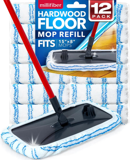 Millifiber Microfiber Mop Refills 15x8 Inches 12-Pack (Mop is Not Included)