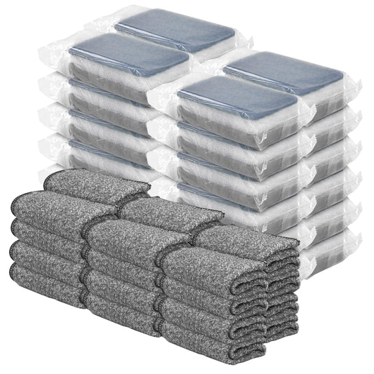 Individually Wrapped Sponges Kitchen Dishwashing Sponge Cotton Dish Cloths Non Scratch Cleaning Scouring Pad Dish Towels Sponges for Washing Dishes for Camping Travel Apartments(48 Pack Gray)