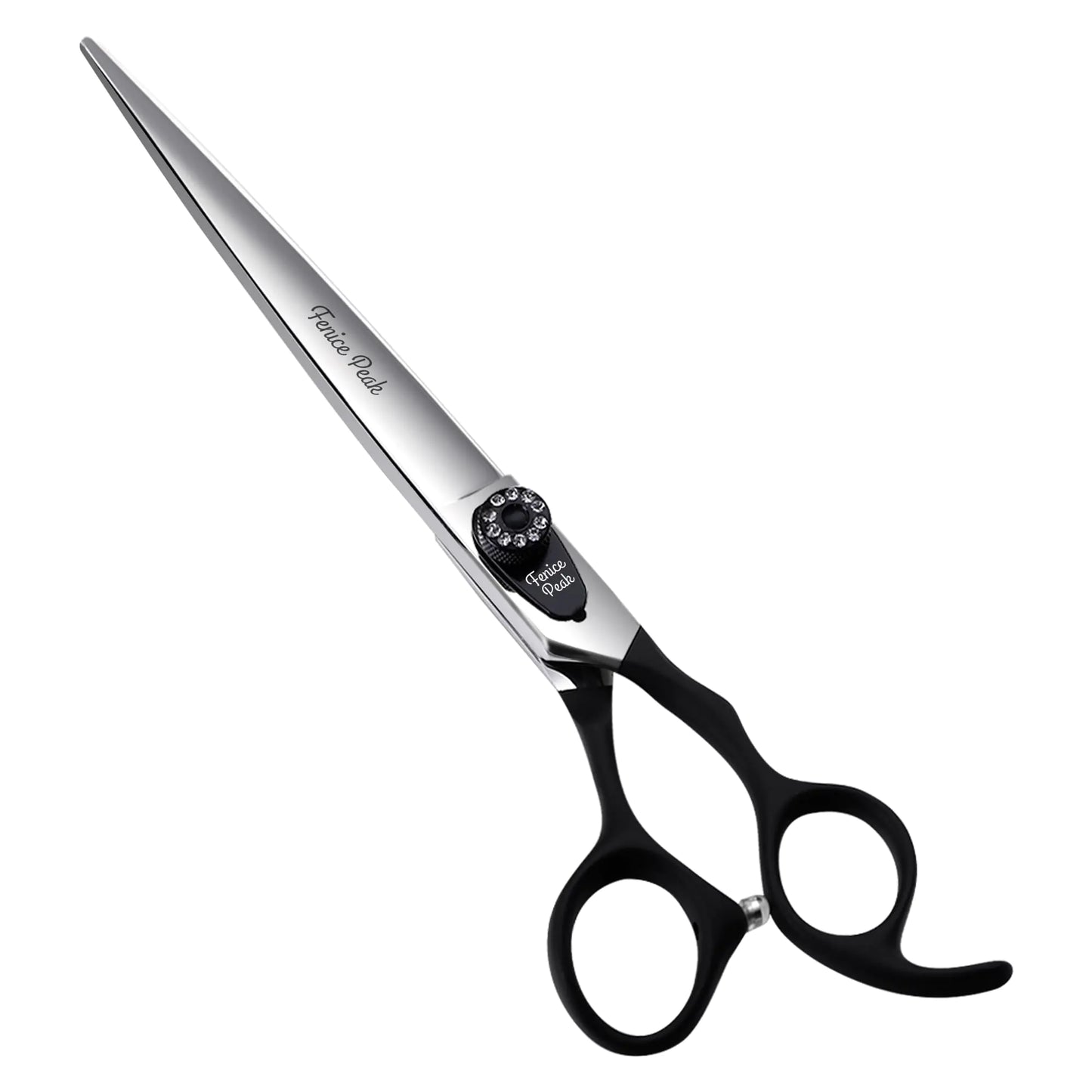 Fenice Peak 8.0 Dog Straight Scissors For Grooming Pet Hair Cutting Shears 440C Stainless Steel Black Non-Slip Handle Sharp Blades Professional Pet Trimming Scissors for Cats