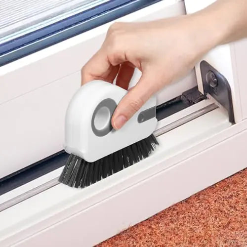 Amabro Window Groove Cleaning Brush Window Track Kitchen Cleaning Brushes with A Fluted Dustpan Hand-held Groove Gap Cleaning Tools for Window Gaps Sliding Door and Shutter Air Conditioner