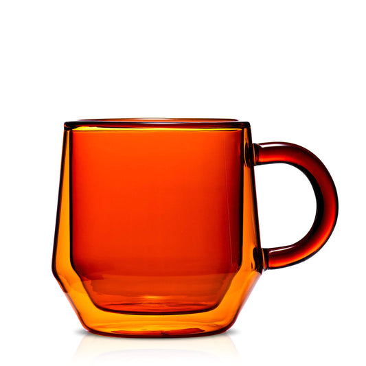 Hearth Double Walled Glass Coffee Mugs I 2 8oz Amber Insulated Coffee Mugs With Handles I Perfect As Glass Tea Cups & Latte Cups | Fits Nespresso Lungo I Designed In The USA by Espresso Parts Ltd.