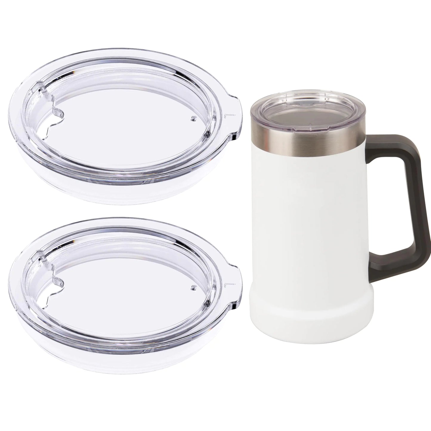 LUVCOSY 2PCs Cup Lids Compatible with Stanley 24oz Stainless Steel Beer Steins Beer Mugs Clear Replacement Cup Lids with Sealing Silicone Ring Drinking Glasses Lids Cup Covers (Mugs NOT Included)