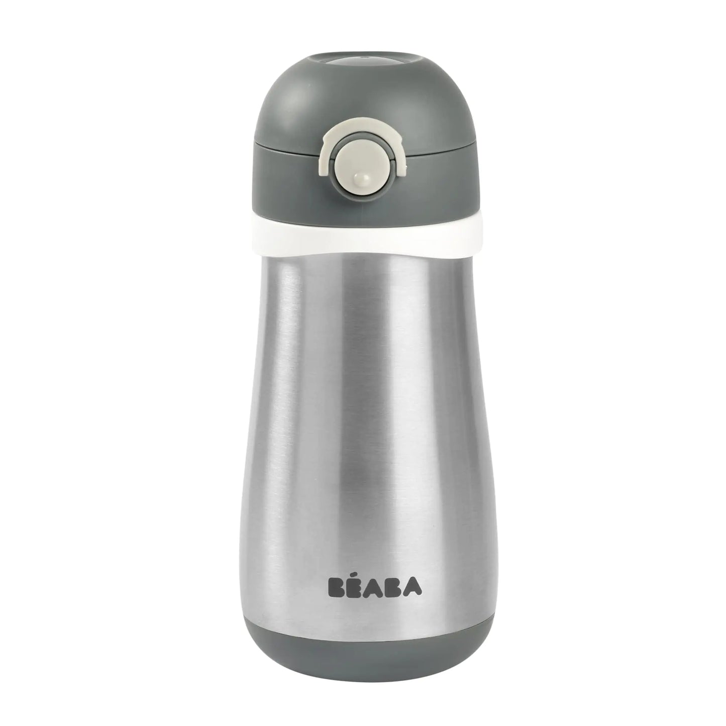 BEABA Kids Stainless Steel Water Bottle Baby to Toddler Insulated Water bottle Close Top On The Go Kids Water bottle Toddler Thermos Water bottle (Charcoal)